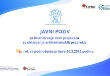 JAVNI POZIV: Financiranje mini projekata za uklanjanje arhitektonskih prepreka